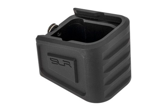 SLR Rifleworks +5 magazine extension for factory or ETS Glock 17 magazines machined from 6061-T6 aluminum and black anodized.